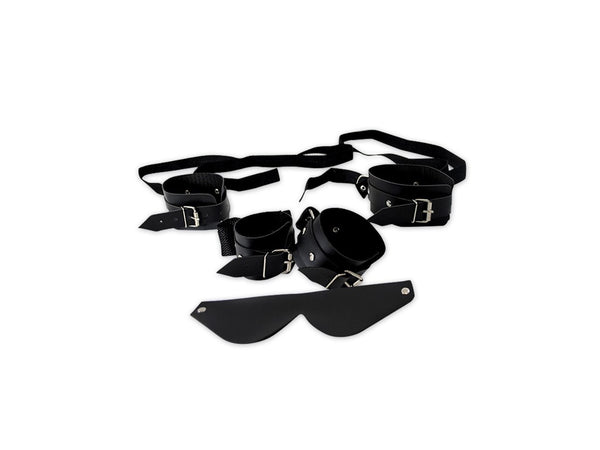 Kit Bondagem em Couro Preto (5 Ítens) - La Pimienta