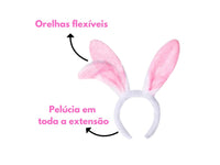 Kit Coelhinha Branca em Pelúcia (tiara de orelha, pompom e gravata) - Importado