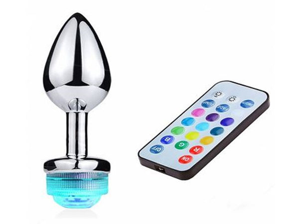 Plug Anal de Metal com 13 Cores Led e Controle (M) - Importado