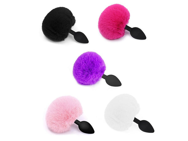 Plug Anal em Silicone - Pompom de Coelho - Tamanho - G - Importado
