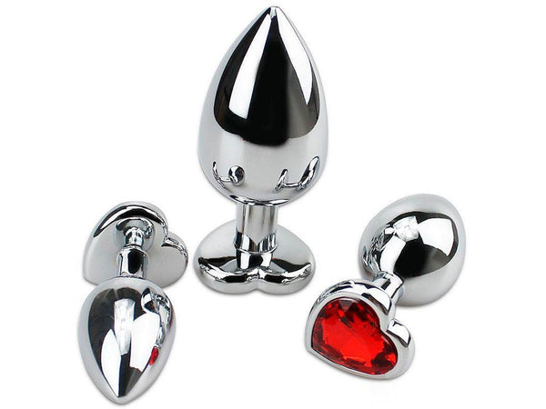 Plug Cromado Aço - Coração com Pedra Brilhante (G) 5850 - Importado