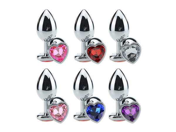 Plug Cromado Aço - Coração com Pedra Brilhante (M) (5849) - Importado