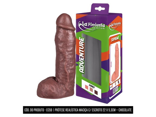 Prótese Adventure Supremo com Escroto 22 x 5,3cm Chocolate - La Pimienta
