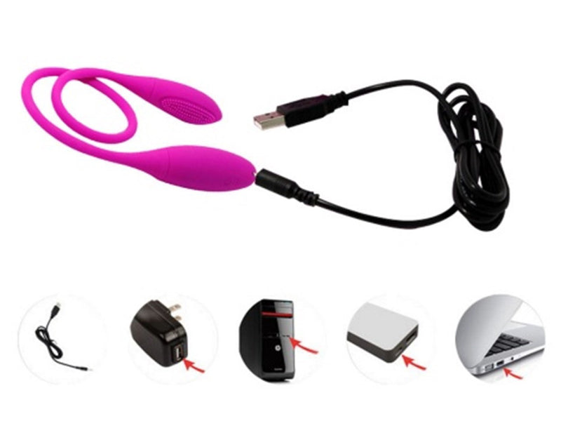 Vibrador Duplo para Casais Recarregável com 07 Vibrações Snaky - Importado